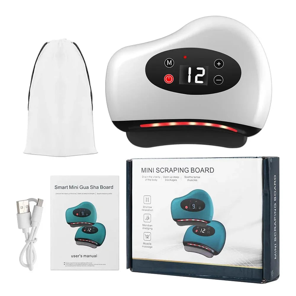 Electric Guasha Massager Body Scraping Heating Vibration Muscle Guasha Face Neck Eye Massage Knife Stone Gua Sha Gouache Scraper